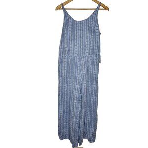 Roller Rabbit Large Blue Printed Scoop Neck Women's‎ Jumpsuit FLAW